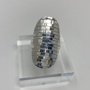 Oval Hammered Ring, 925 Sterling Silver Long Ring, Statement Boho Modern Women